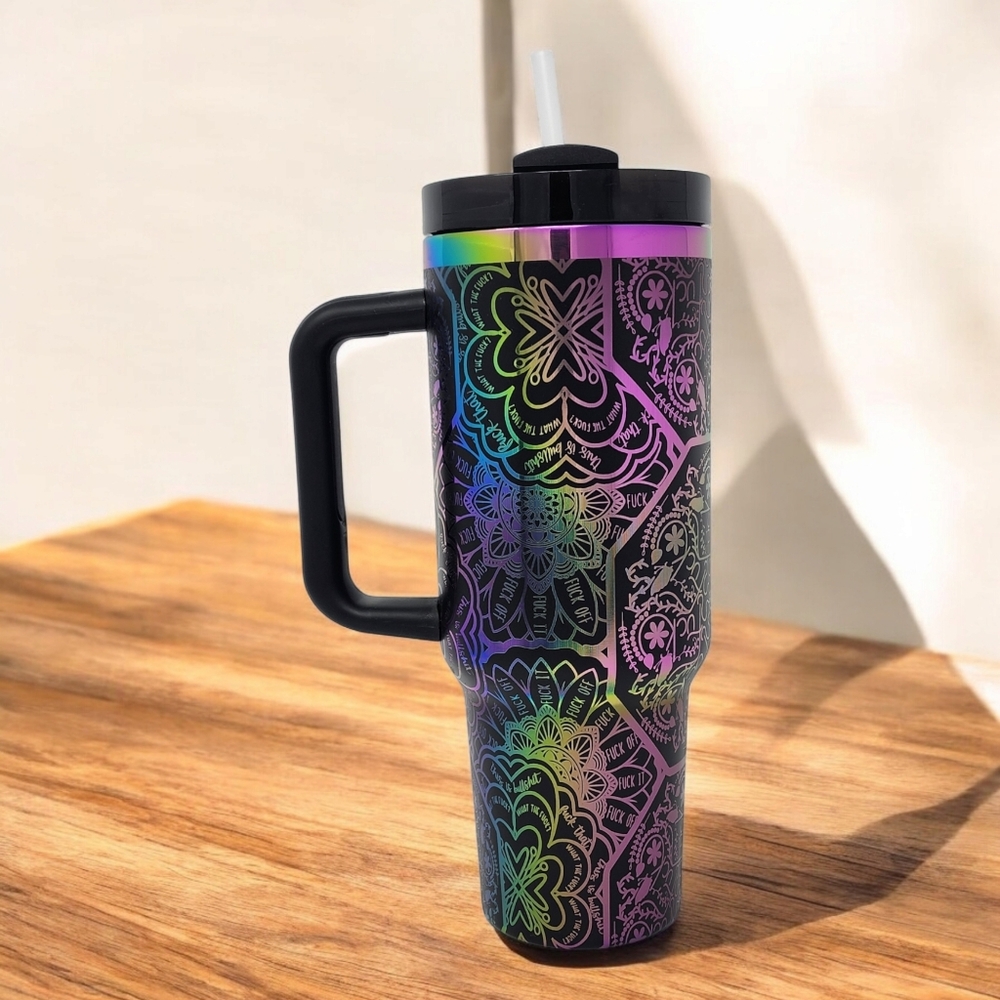 Healthcare Worker's Cup Mandala Hidden Swear Word 40oz Laser Engraved Tumbler